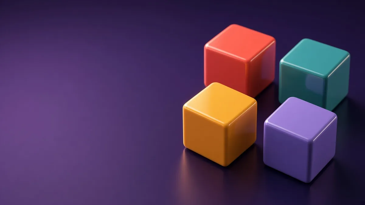 Blockiva still life — colorful cubes on a dark surface