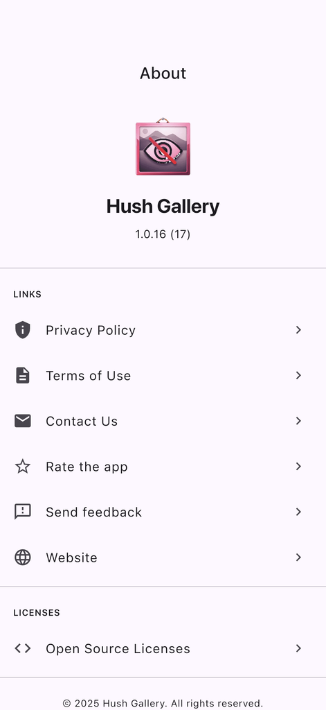 Hush Gallery onboarding private storage