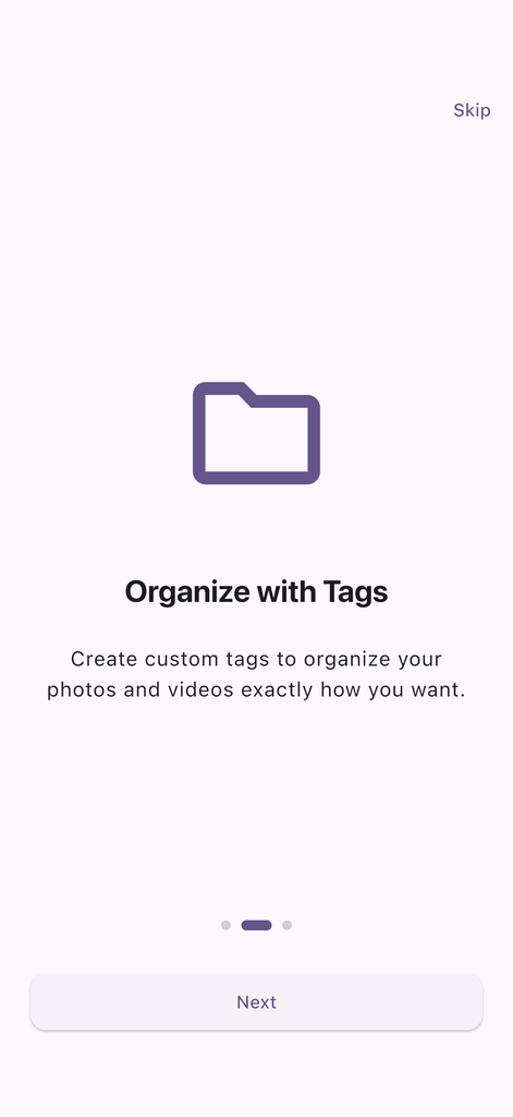 Hush Gallery onboarding tags
