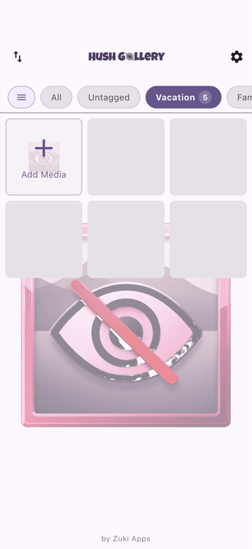 Hush Gallery PIN lock screen