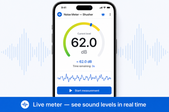 Live sound meter — noise meter shusher