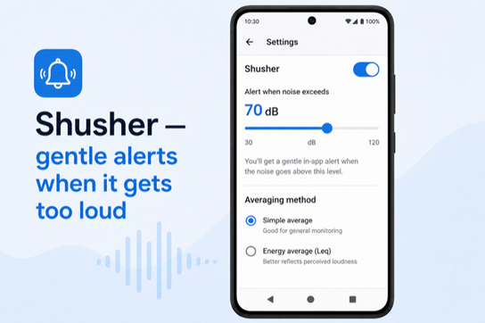 Shusher alerts — noise meter shusher