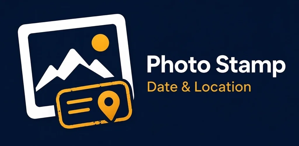 Photo Stamp feature graphic — date and location stamps