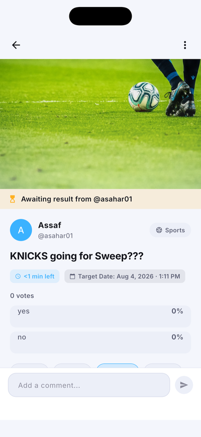 ToldYa! Arena with votes and comments on a prediction