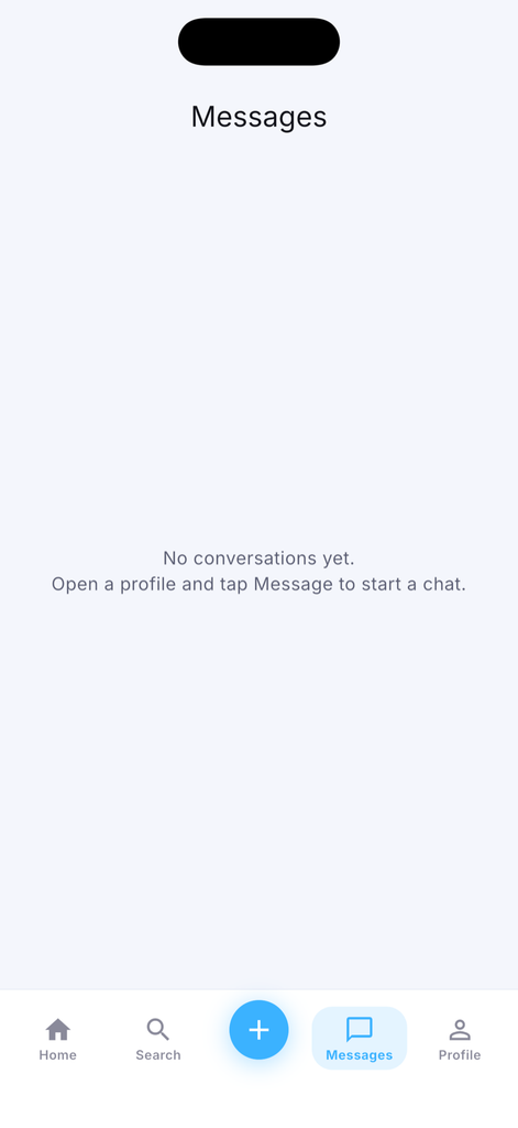ToldYa! direct messages screen