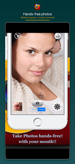 Whistle Camera hands-free whistle detection screen